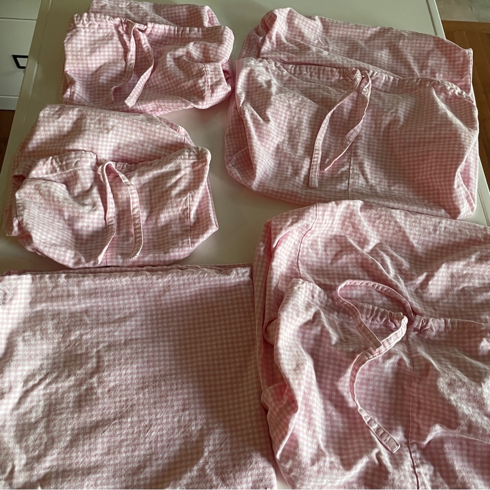 Pottery Barn Kids Pink Gingham Sabrina Basket Liners